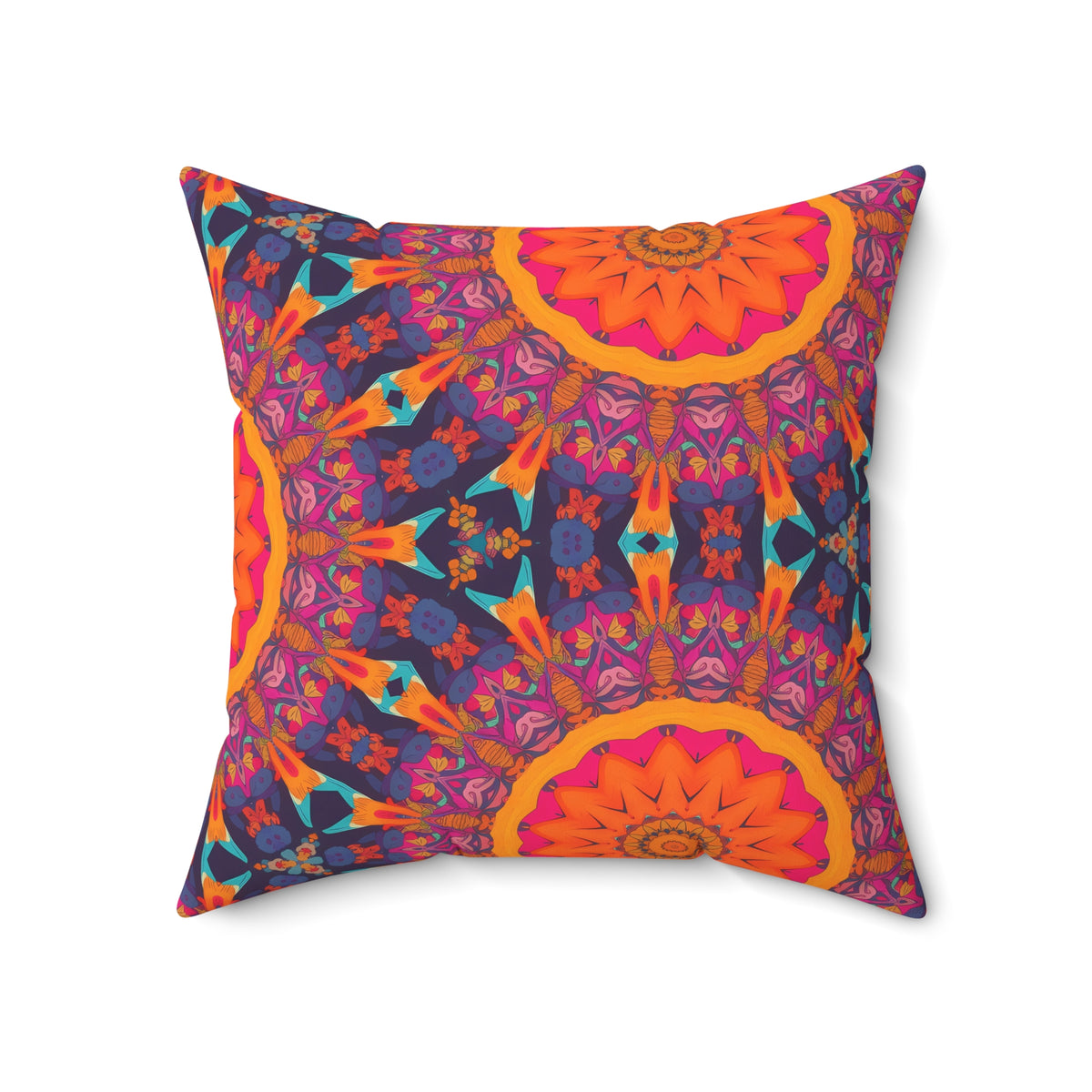 Fiery Mosaic Magic Square Throw Pillow - Spun Polyester - Double-Sided Print - Concealed Zipper - Available in 7 sizes