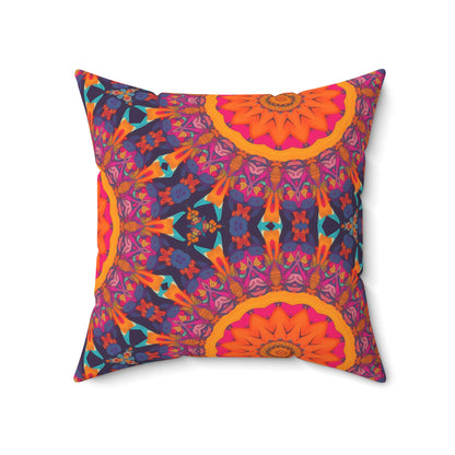 Fiery Mosaic Magic Square Throw Pillow - Spun Polyester - Double-Sided Print - Concealed Zipper - Available in 7 sizes