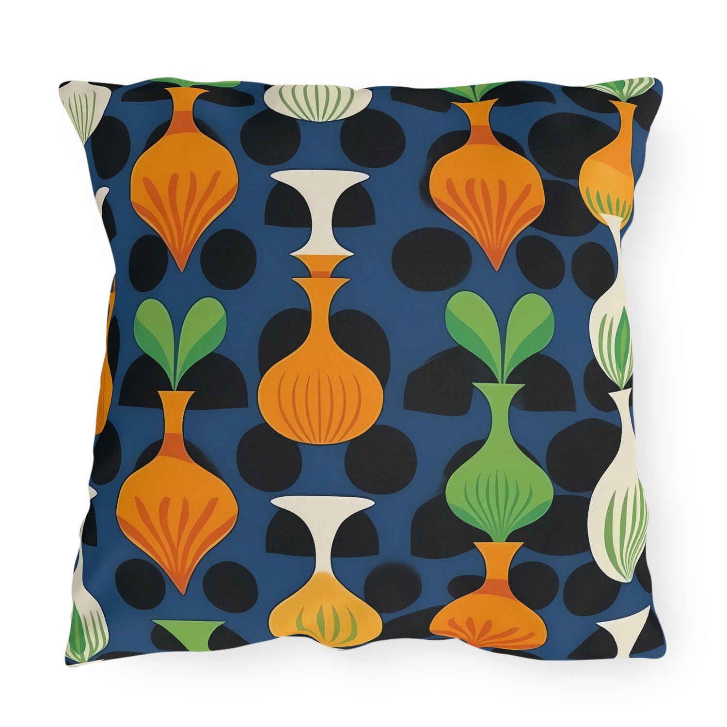 Mod Floating Vases Square Outdoor Pillow - Spun Polyester - Double-Sided Print - UV-Resistant - Water-Resistant - Available in 3 sizes.