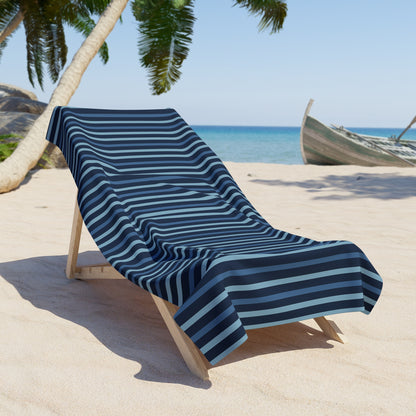 Shades of Dark Blue Stripes Luxurious Beach Towel - Available in 2 sizes.