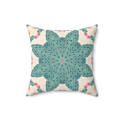 Desert Cactus Star Tile Square Throw Pillow - Double Sided Print - Concealed Zipper - Available in 4 sizes.