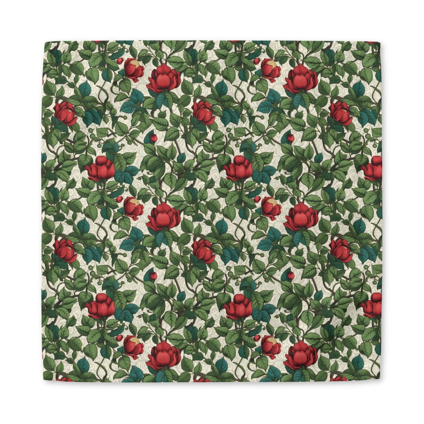 Classic Red Rose & Vine napkin, 22 inch dinner size, product mockup