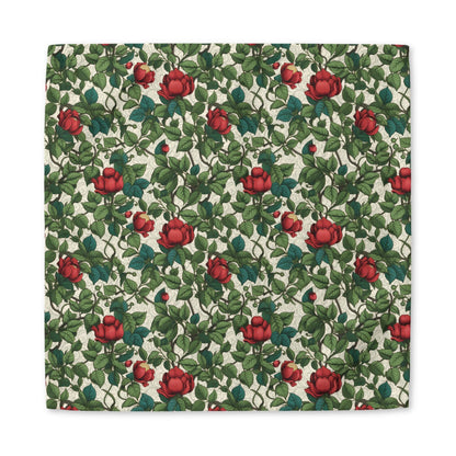 Classic Red Rose & Vine napkin, 22 inch dinner size, product mockup