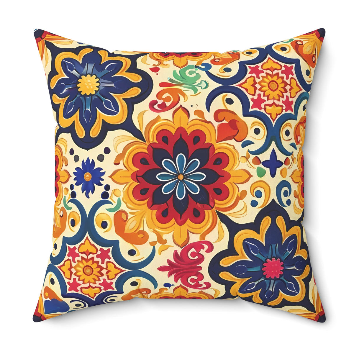 Moorish Mosaic Majesty Square Throw Pillow - Spun Polyester - Double-Sided Print - Concealed Zipper - Available in 7 sizes