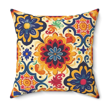 Moorish Mosaic Majesty Square Throw Pillow - Spun Polyester - Double-Sided Print - Concealed Zipper - Available in 7 sizes
