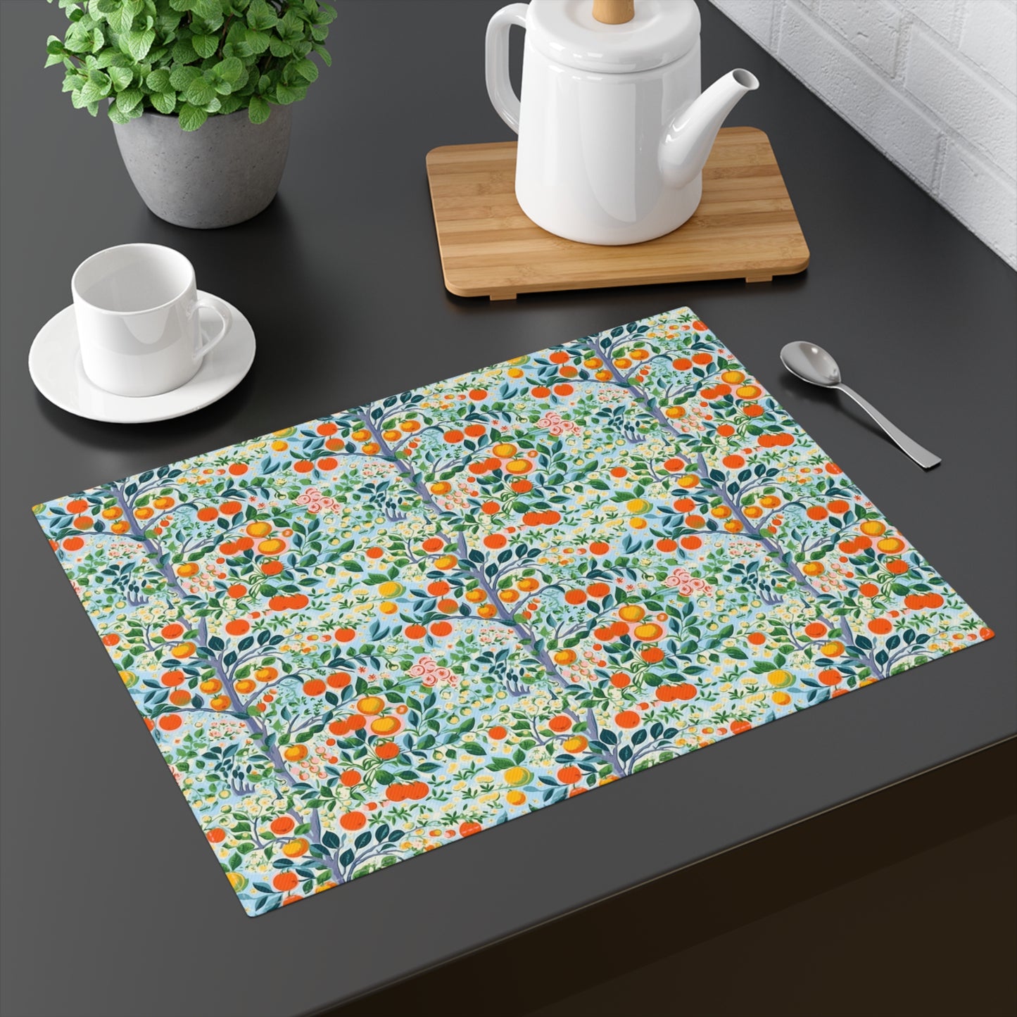 Modern Citrus Tree Placemat - 18" x 14".
