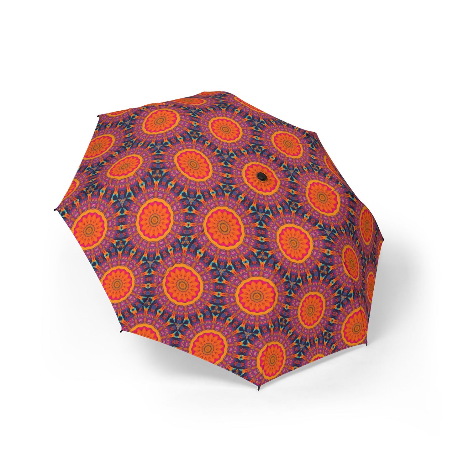 Fiery Mosaic Magic Foldable Umbrella - Compact Semi-Automatic Travel Umbrella
