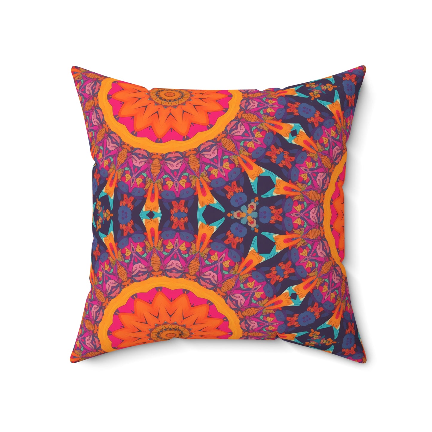 Fiery Mosaic Magic Square Throw Pillow - Spun Polyester - Double-Sided Print - Concealed Zipper - Available in 7 sizes