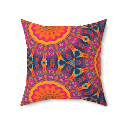 Fiery Mosaic Magic Square Throw Pillow - Spun Polyester - Double-Sided Print - Concealed Zipper - Available in 7 sizes