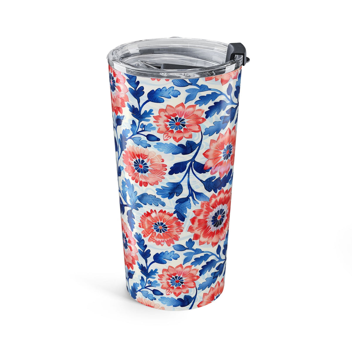 Whimsical Batik Blossoms insulated tumbler left view