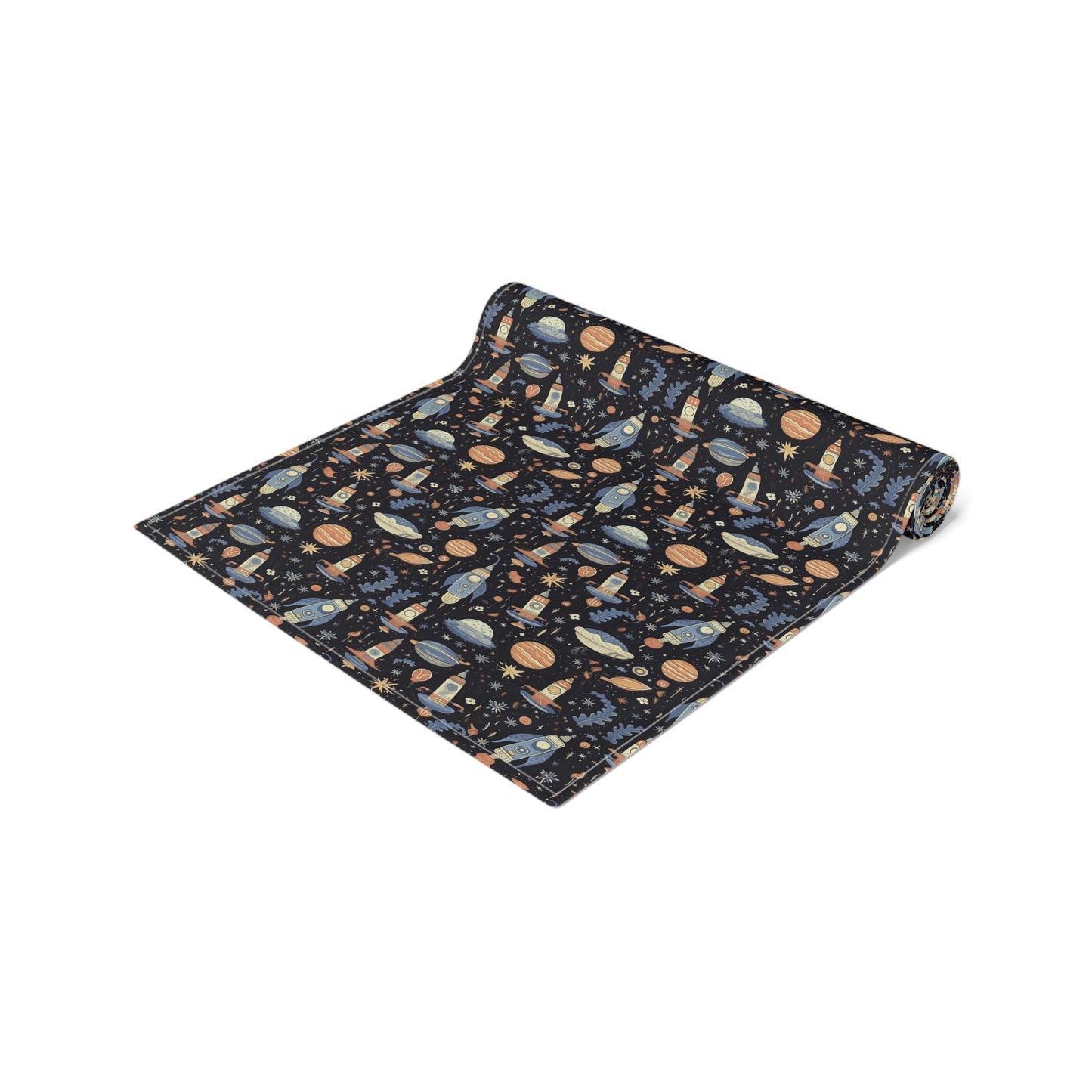 Galactic Space Rocket Romp Table Runner - Cotton Twill - Available in 2 sizes: 16" x 72" and 16" x 90".