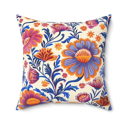 Regal Blossom Square Throw Pillow - Spun Polyester - Double-Sided Print - Concealed Zipper - Available in 7 sizes