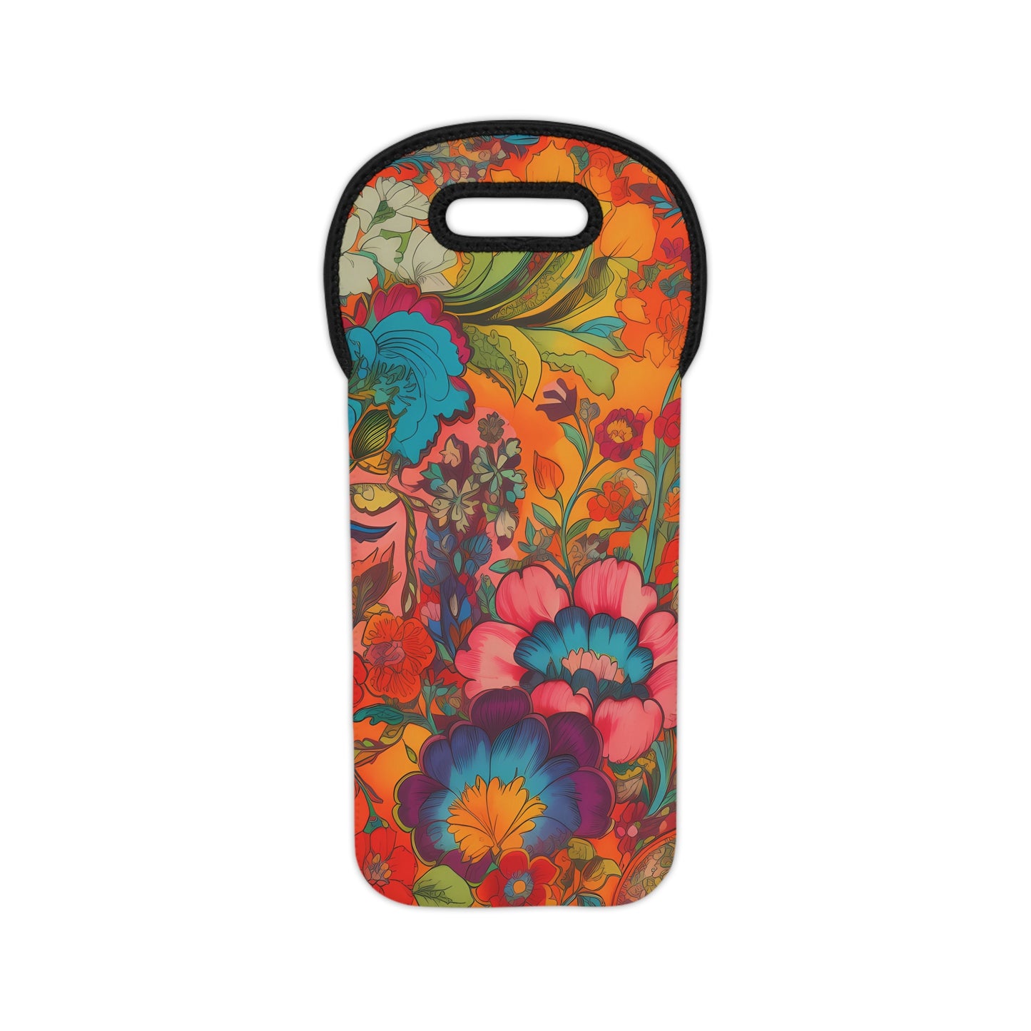 Kaleidoscopic Floral Dance Wine Tote Bag - 100% Neoprene - Bring Our Fantastical Design into Your Wine Adventures!