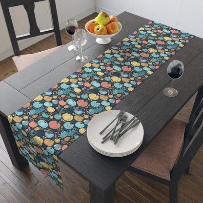 Fall Pumpkin Dance Table Runner - Cotton Twill - Available in 2 sizes: 16" x 72" and 16" x 90".