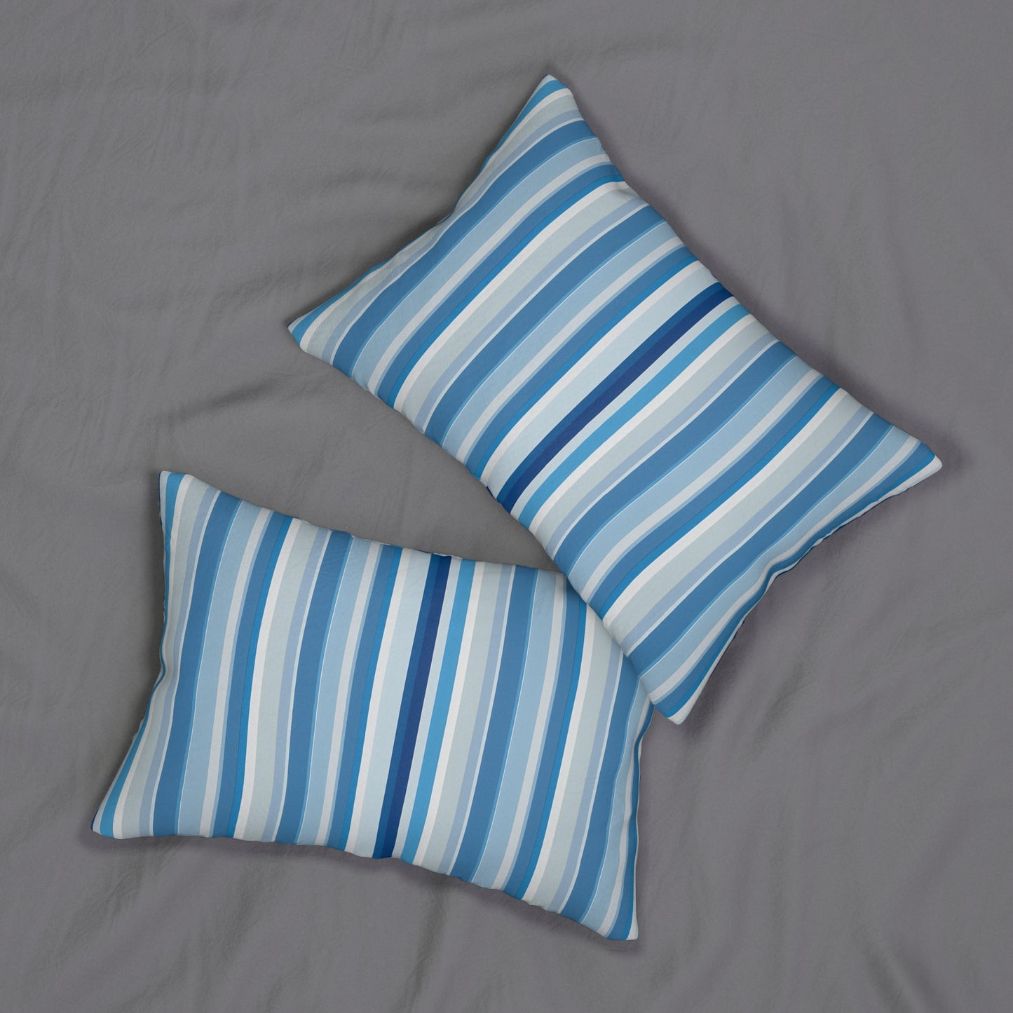 Shades of Light Blue Stripes Lumbar Pillow - Spun Polyester - 20" x 14" - The Square Throw Pillow's Matching Mate.