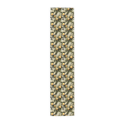 Lemony Blossoms Table Runner - Cotton Twill - Available in 2 sizes: 16" x 72" and 16" x 90".