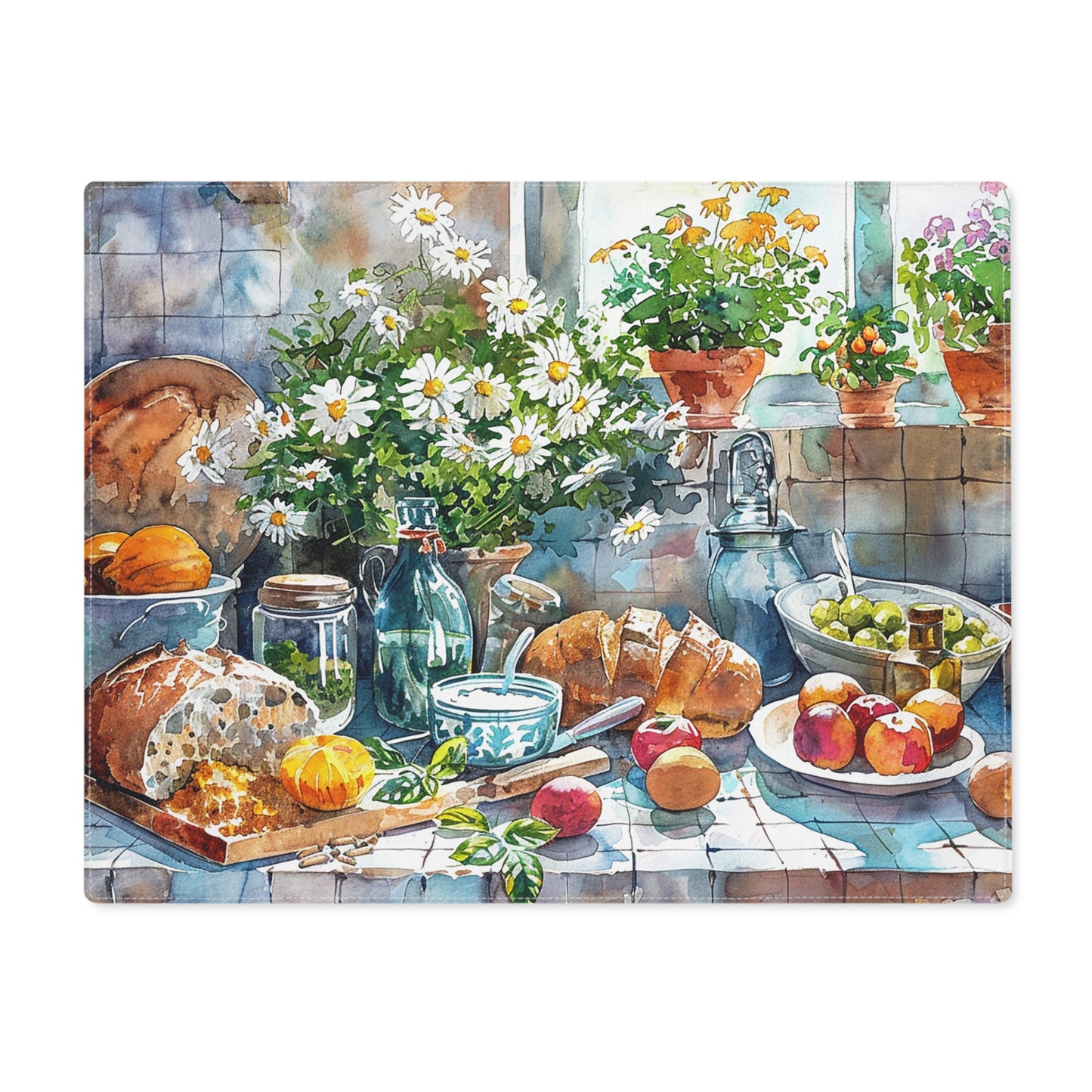 Country Kitchen Placemat — Floral Breakfast Table Scene
