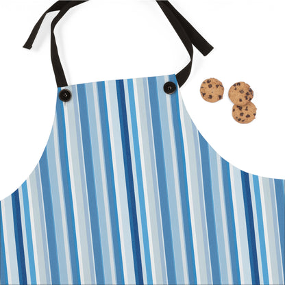 Shades of Light Blue Stripes Adult Apron