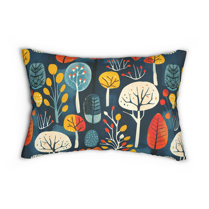 Retro Forest Lumbar Pillow - Spun Polyester - Double-Sided Print - Concealed Zipper - 20" x 14"