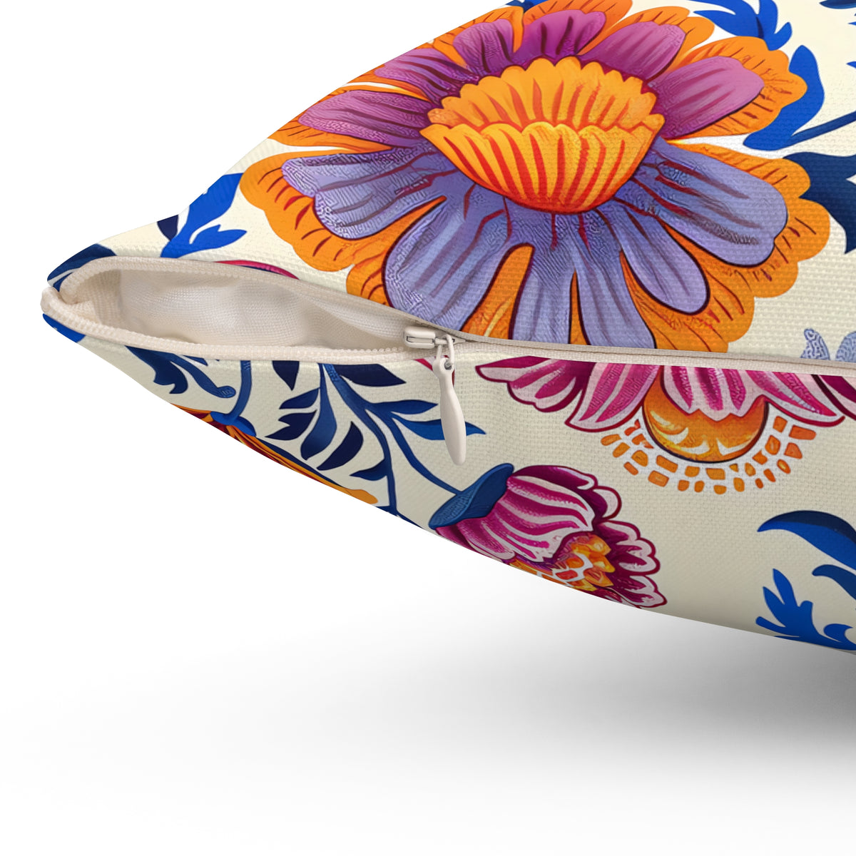 Regal Blossom Square Throw Pillow - Spun Polyester - Double-Sided Print - Concealed Zipper - Available in 7 sizes