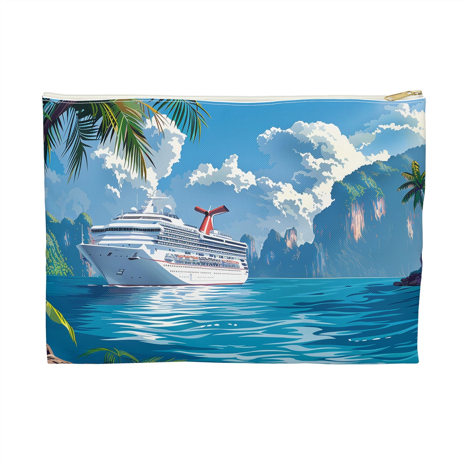 Caribbean Cruise Bliss Accessory Pouch - Sail Away in Style! Your Perfect Cruise Ship Vacation Accessory! Available in 2 sizes.