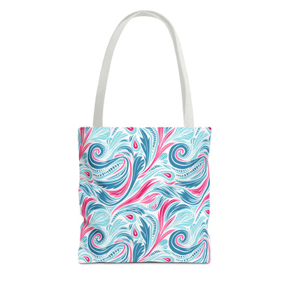 Teal Tide Twirl Tote Bag - Go Through Life with Coastal Charm! Available in 3 sizes.