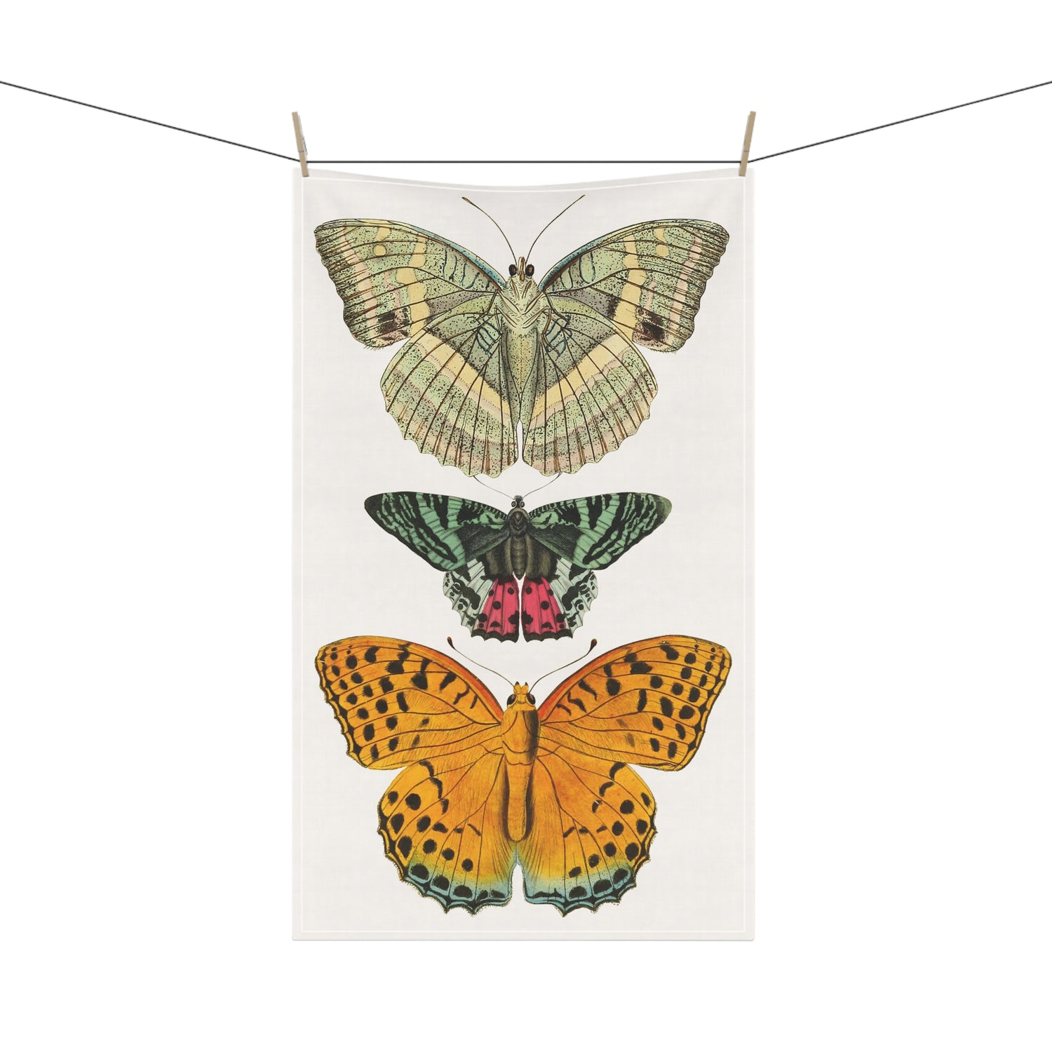 Vintage Butterfly Garden Breeze Kitchen Towel - Cotton Twill - From Our Timeless Wings Collection.