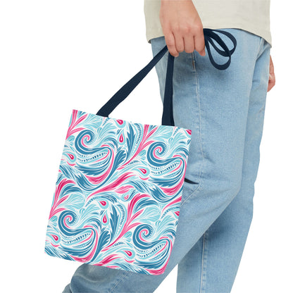 Teal Tide Twirl Tote Bag - Go Through Life with Coastal Charm! Available in 3 sizes.