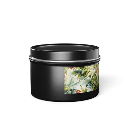 Tropical St. Lucia Palms Tin Candle. Island Serenity To Go. Available in 2 sizes, 3 finishes, and 5 scents.