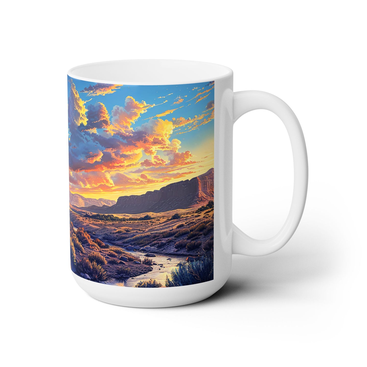 Desert Sunset Serenade Ceramic Mug - 15 oz. - Sip in the Magic of Desert Sunsets!