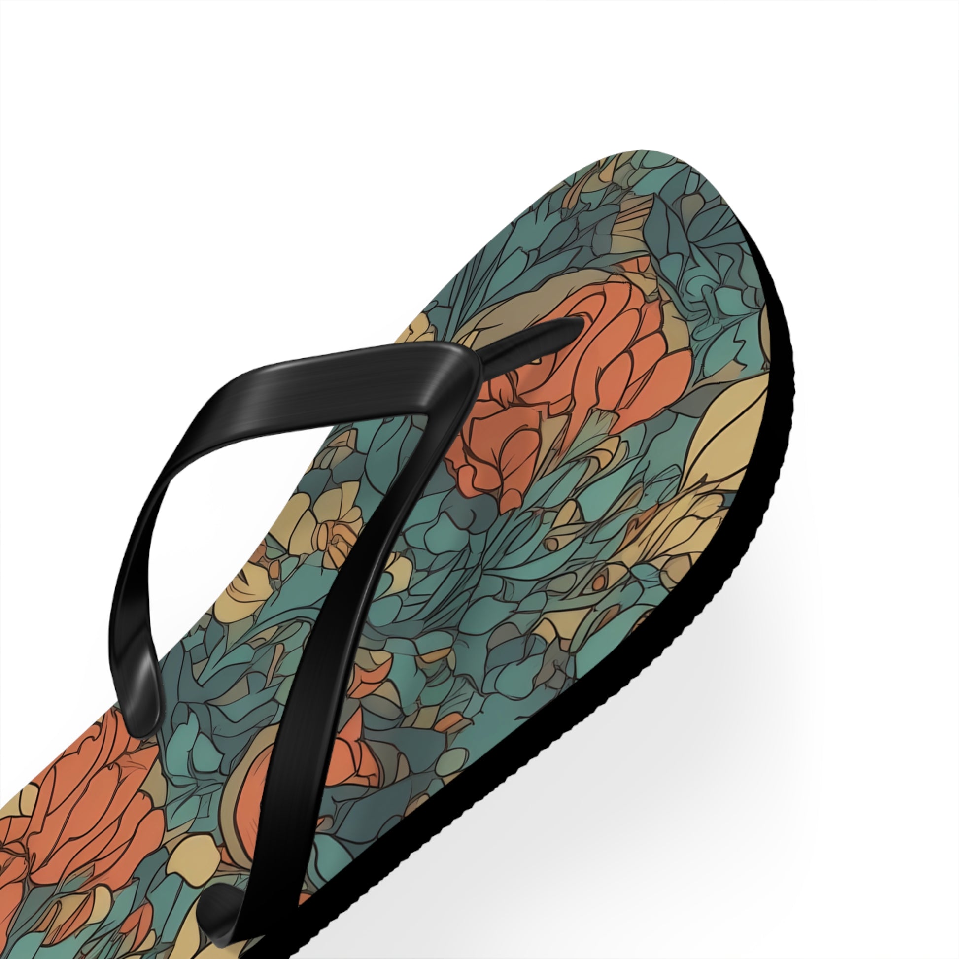 Bohemian Stained Glass Serenity Flip Flops. 5/8" Thick Comfortable Summer or Winter Gym/Sauna Footwear for Men and Women.