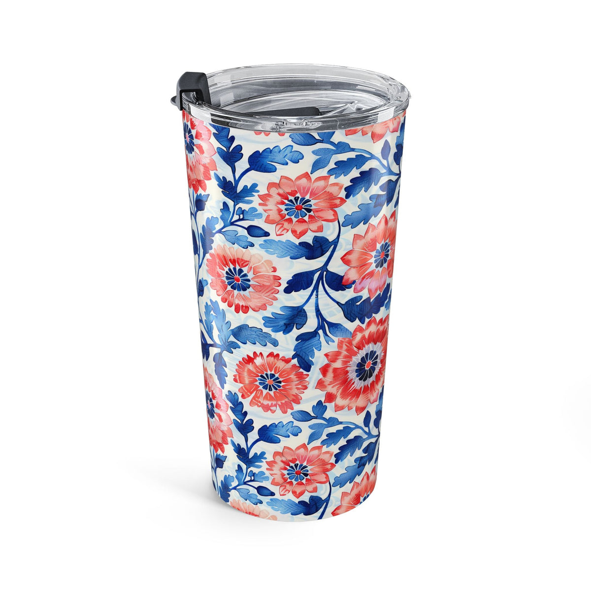 Whimsical Batik Blossoms insulated tumbler right view