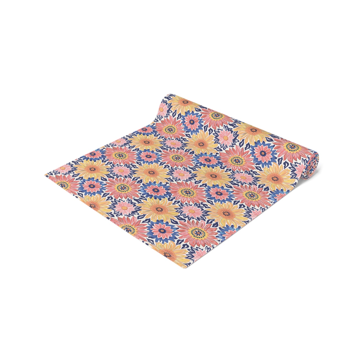Sunsplash Petals Table Runner - Cotton Twill - Available in 2 sizes: 16" x 72" and 16" x 90".