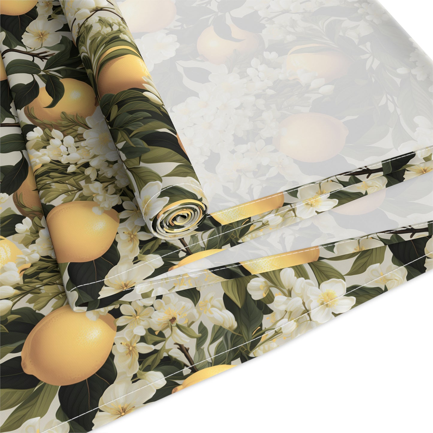 Lemony Blossoms Table Runner - Cotton Twill - Available in 2 sizes: 16" x 72" and 16" x 90".