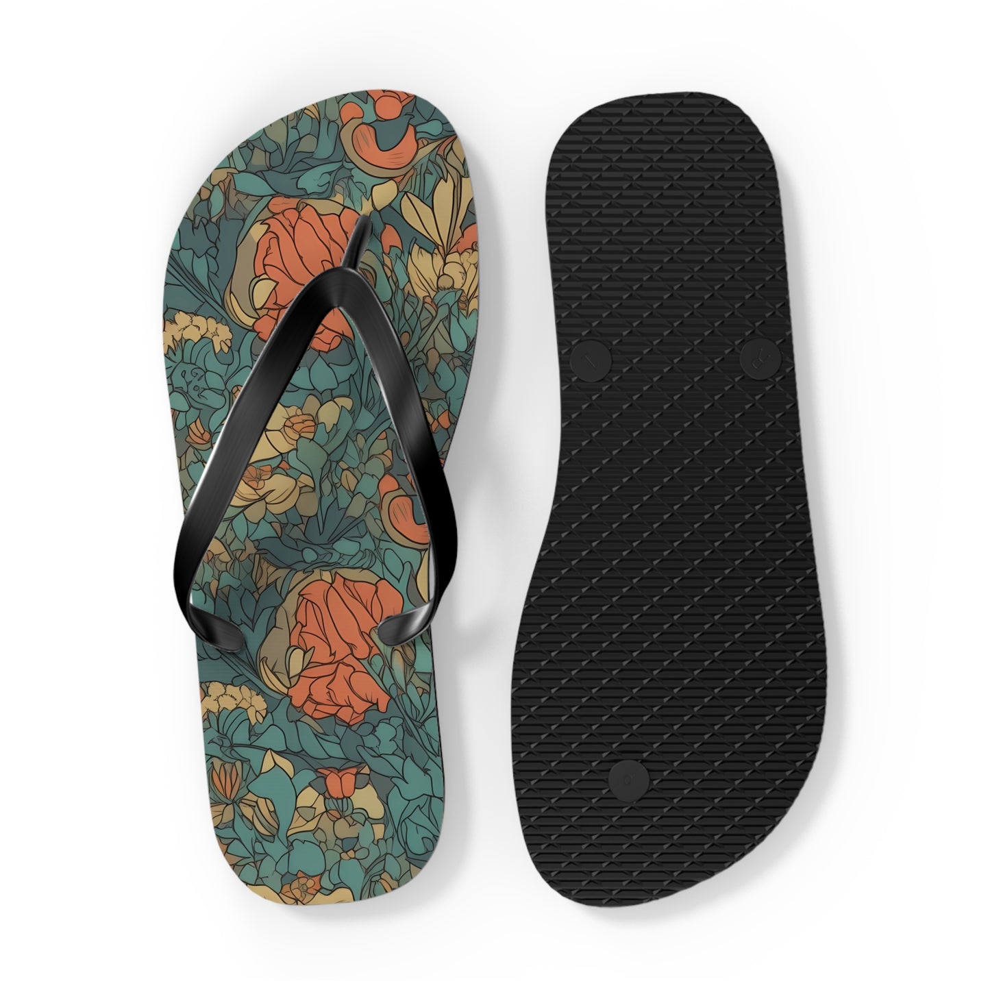 Bohemian Stained Glass Serenity Flip Flops. 5/8" Thick Comfortable Summer or Winter Gym/Sauna Footwear for Men and Women.