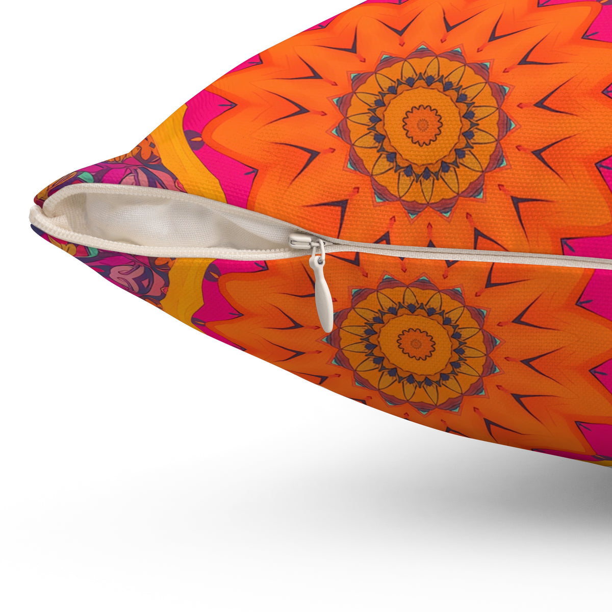 Fiery Mosaic Magic Square Throw Pillow - Spun Polyester - Double-Sided Print - Concealed Zipper - Available in 7 sizes