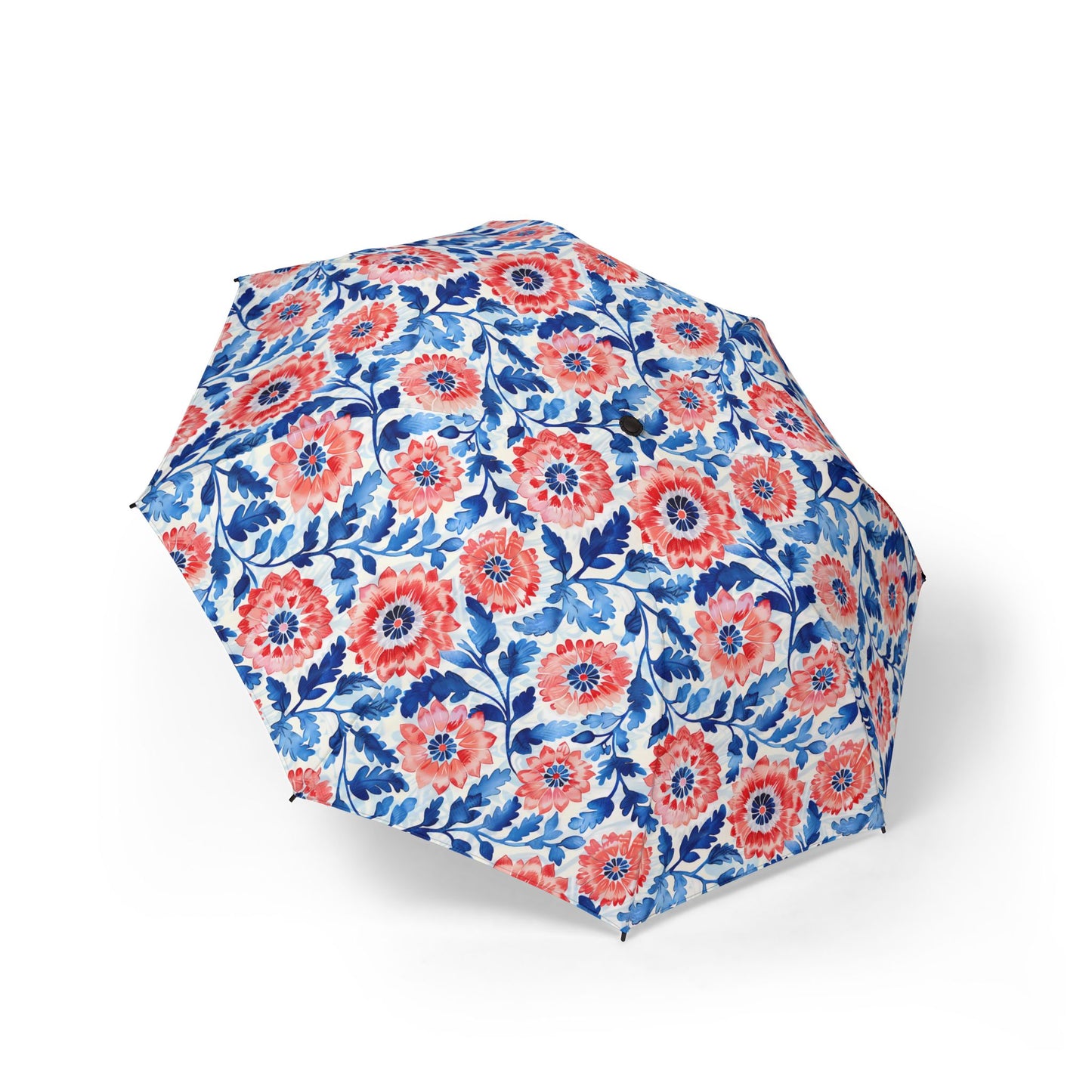 Whimsical Batik Blossoms Foldable Umbrella - Compact Semi-Automatic Travel Umbrella