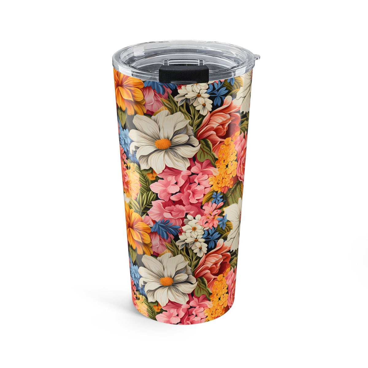 Chic Floral Insulated Tumbler - 20 oz. Stainless Steel, Glossy Finish
