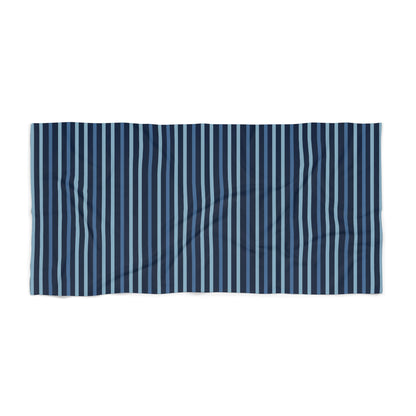 Shades of Dark Blue Stripes Luxurious Beach Towel - Available in 2 sizes.
