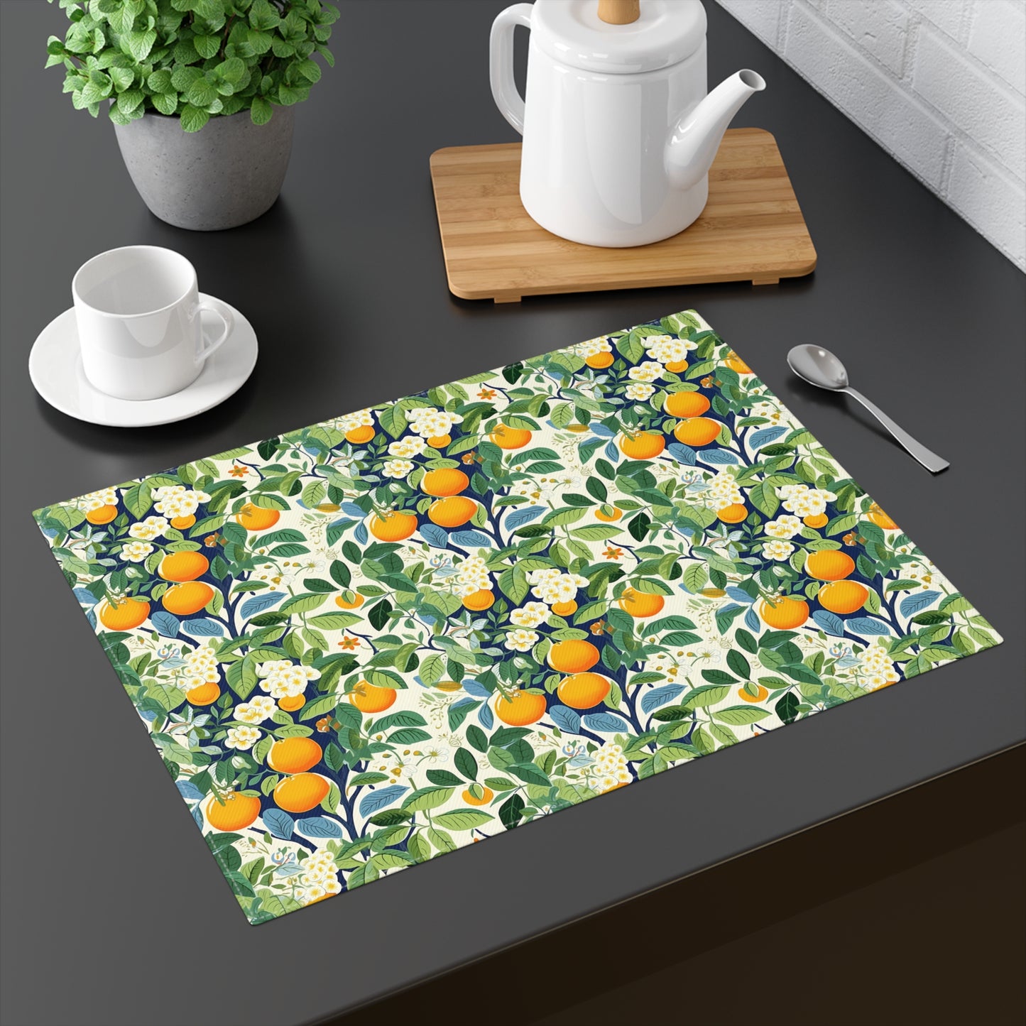 Happy Oranges & Blossoms Placemat - 18" x 14".