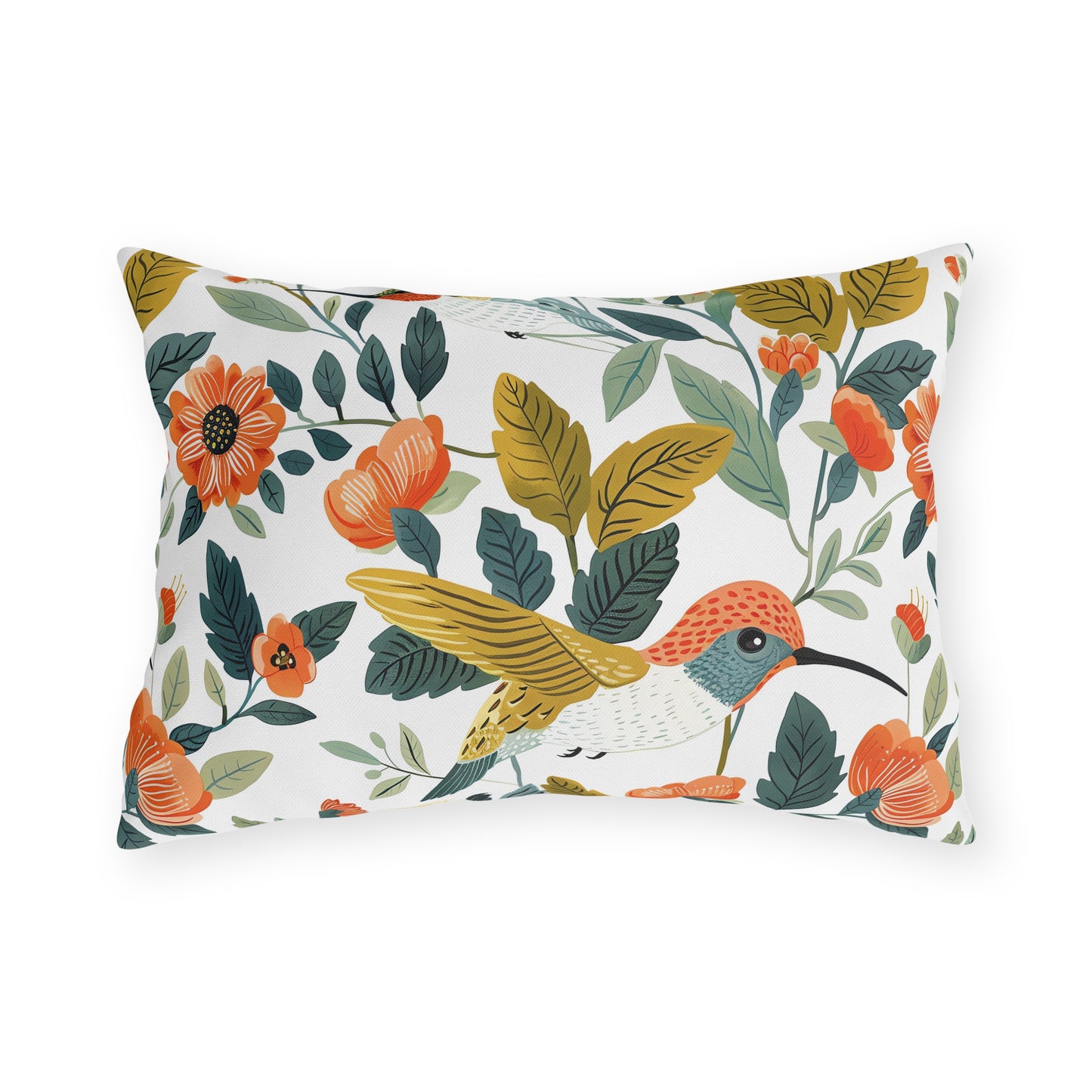 Hummingbird Harmony Outdoor Lumbar Pillow - Spun Polyester - Double-Sided Print - UV-Resistant - Water-Resistant - Lumbar Size: 20" x 14"
