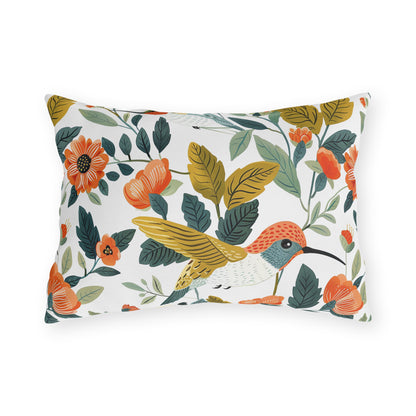 Hummingbird Harmony Outdoor Lumbar Pillow - Spun Polyester - Double-Sided Print - UV-Resistant - Water-Resistant - Lumbar Size: 20" x 14"