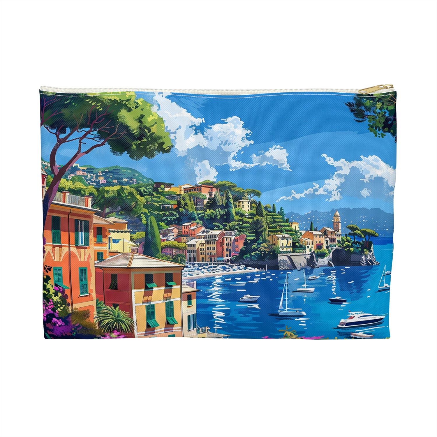 Portofino Coastal Escape Accessory Pouch - Escape to the Charm of the Italian Coast! Available in 2 sizes.