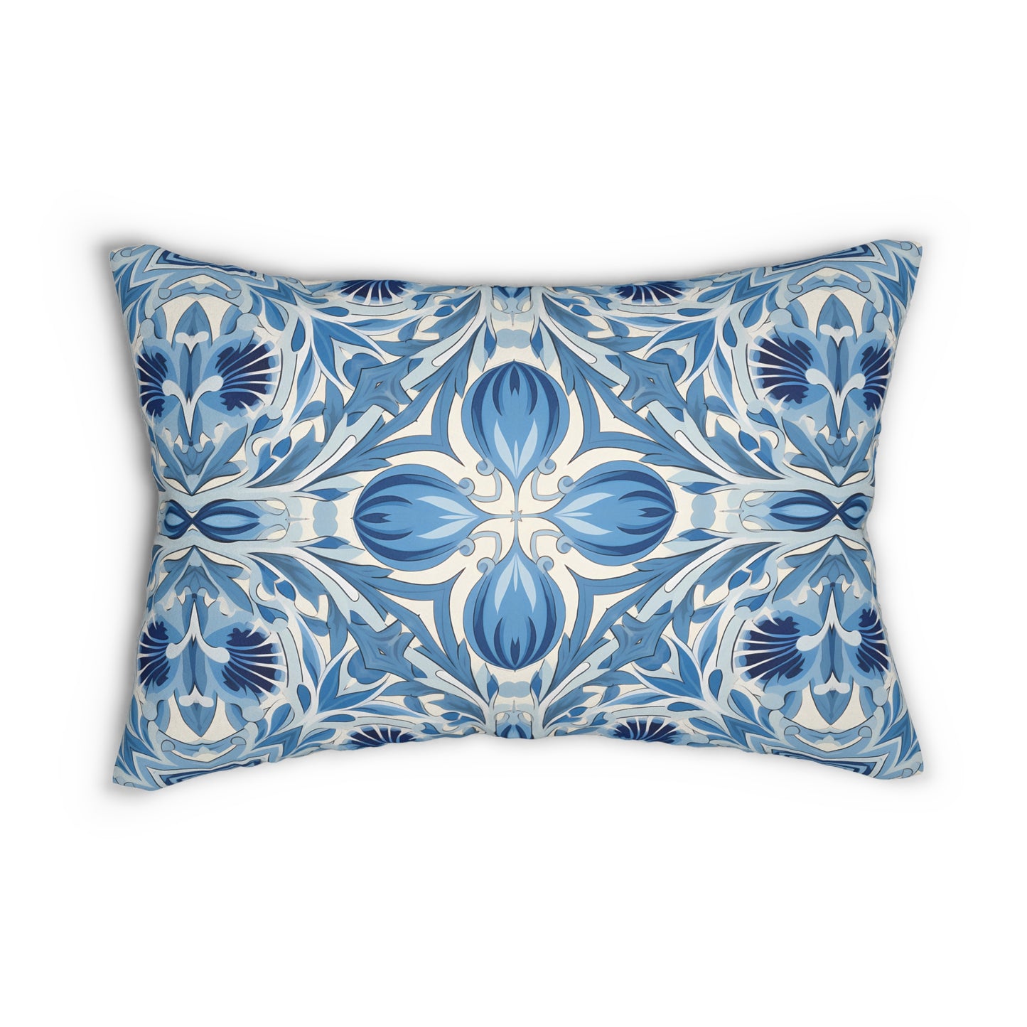 Dutch Blue Tile Lumbar Pillow - Spun Polyester - Double-Sided Print - Concealed Zipper - 20" x 14"