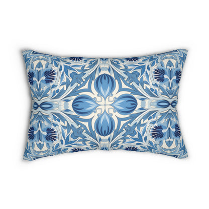 Dutch Blue Tile Lumbar Pillow - Spun Polyester - Double-Sided Print - Concealed Zipper - 20" x 14"