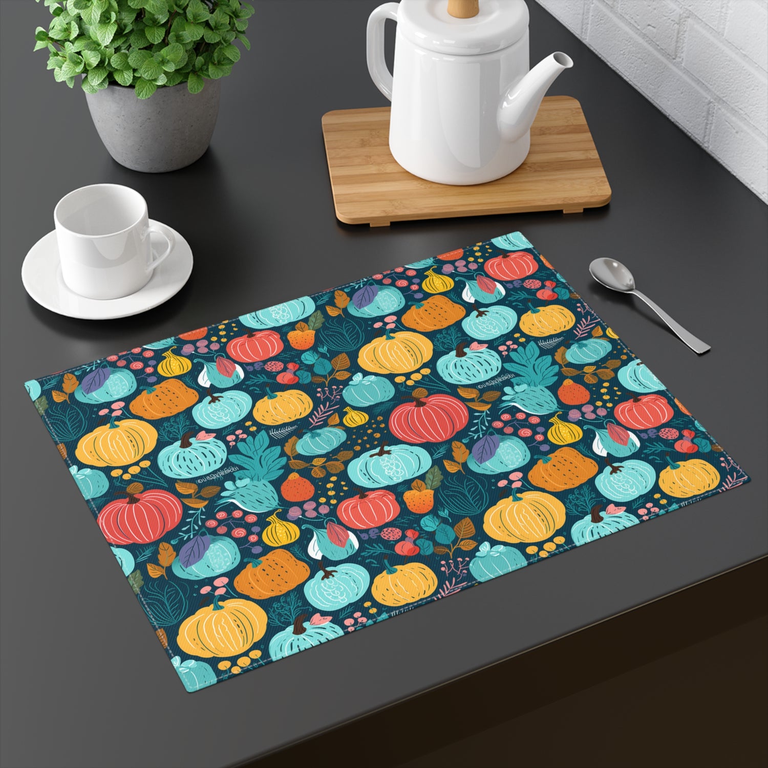 Fall Pumpkin Dance Placemat - Dance into Autumn with Vintage Pumpkin Charm! Cotton Twill - 18" x 14"