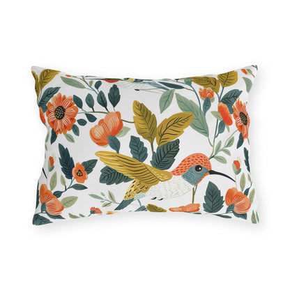 Hummingbird Harmony Outdoor Lumbar Pillow - Spun Polyester - Double-Sided Print - UV-Resistant - Water-Resistant - Lumbar Size: 20" x 14"
