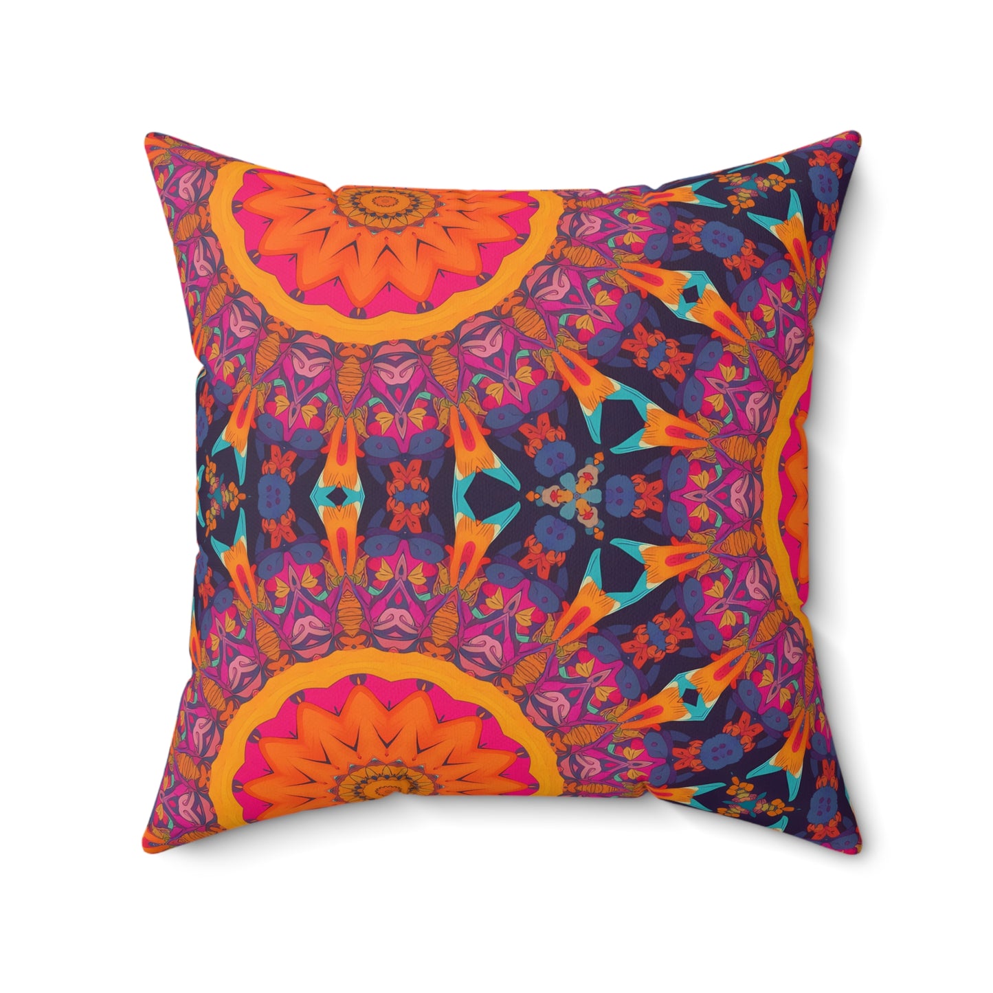 Fiery Mosaic Magic Square Throw Pillow - Spun Polyester - Double-Sided Print - Concealed Zipper - Available in 7 sizes