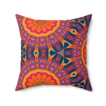 Fiery Mosaic Magic Square Throw Pillow - Spun Polyester - Double-Sided Print - Concealed Zipper - Available in 7 sizes