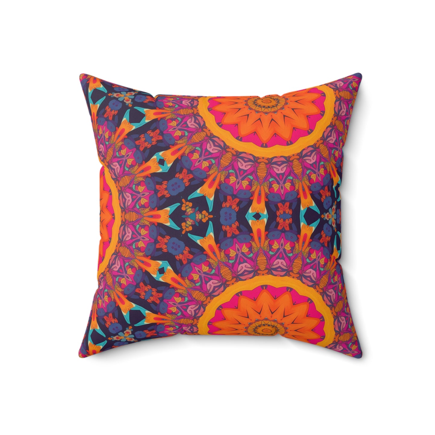 Fiery Mosaic Magic Square Throw Pillow - Spun Polyester - Double-Sided Print - Concealed Zipper - Available in 7 sizes